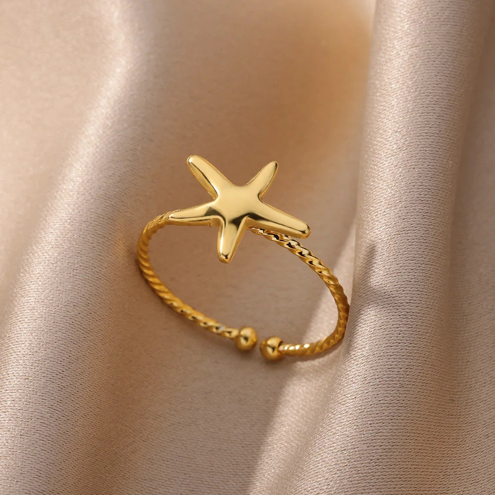 Fashion Beach Vacation Beach Starfish Ring