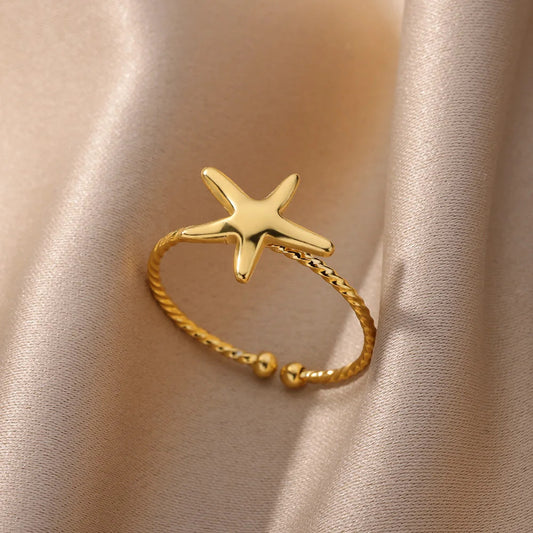 Fashion Beach Vacation Beach Starfish Ring