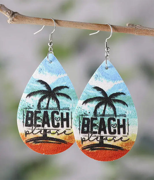 TROPICAL BEACH THEME TEARDROP EARRING - BEACH PLEASE-0